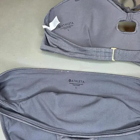 Athleta Dark Grey Bandeau style bikini Size Large - Picture 3 of 6